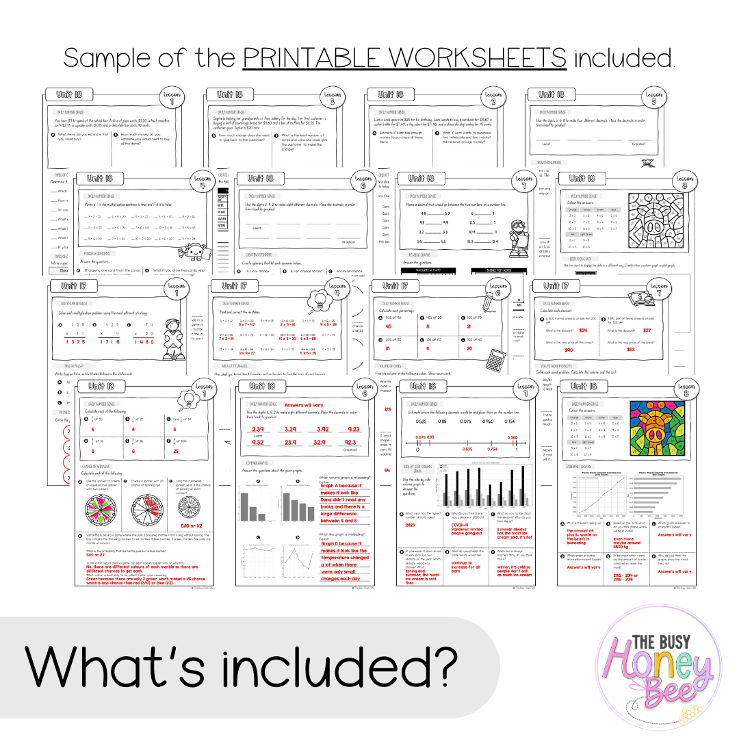 Multi Age 3-6 Year B NSW Maths Worksheets Unit 18 - Workbook | Worksheets