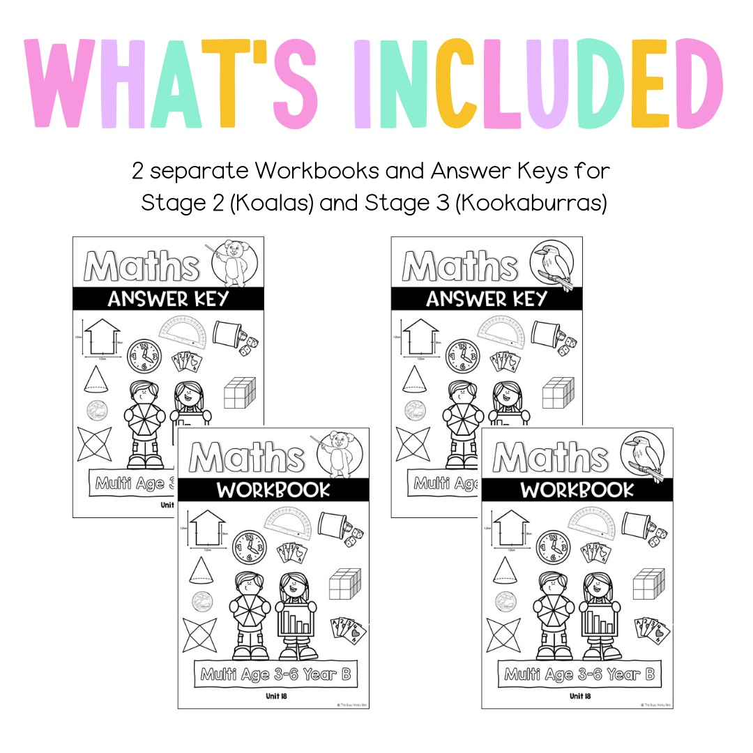 Multi Age 3-6 Year B NSW Maths Worksheets Unit 18 - Workbook | Worksheets