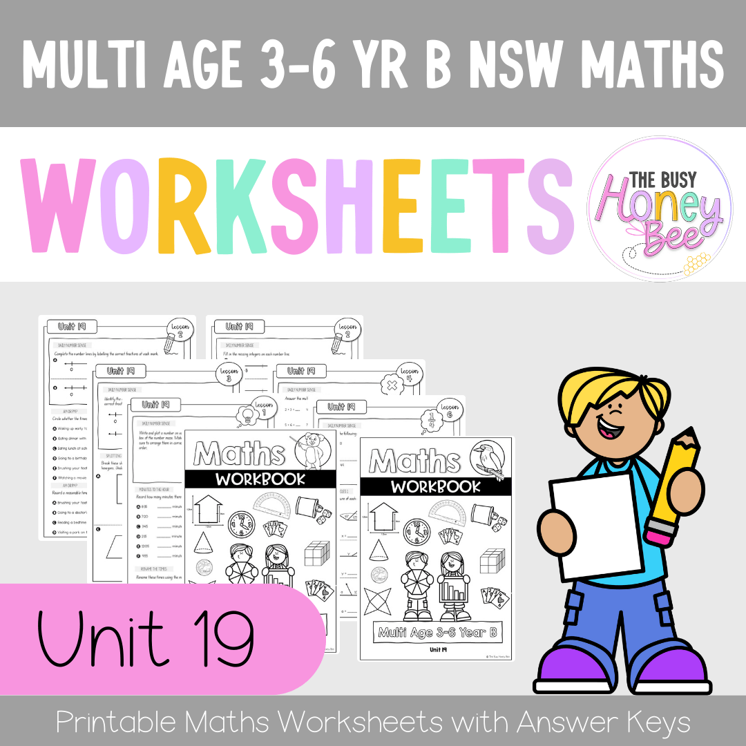 Multi Age 3-6 Year B NSW Maths Worksheets Unit 19 - Workbook | Worksheets