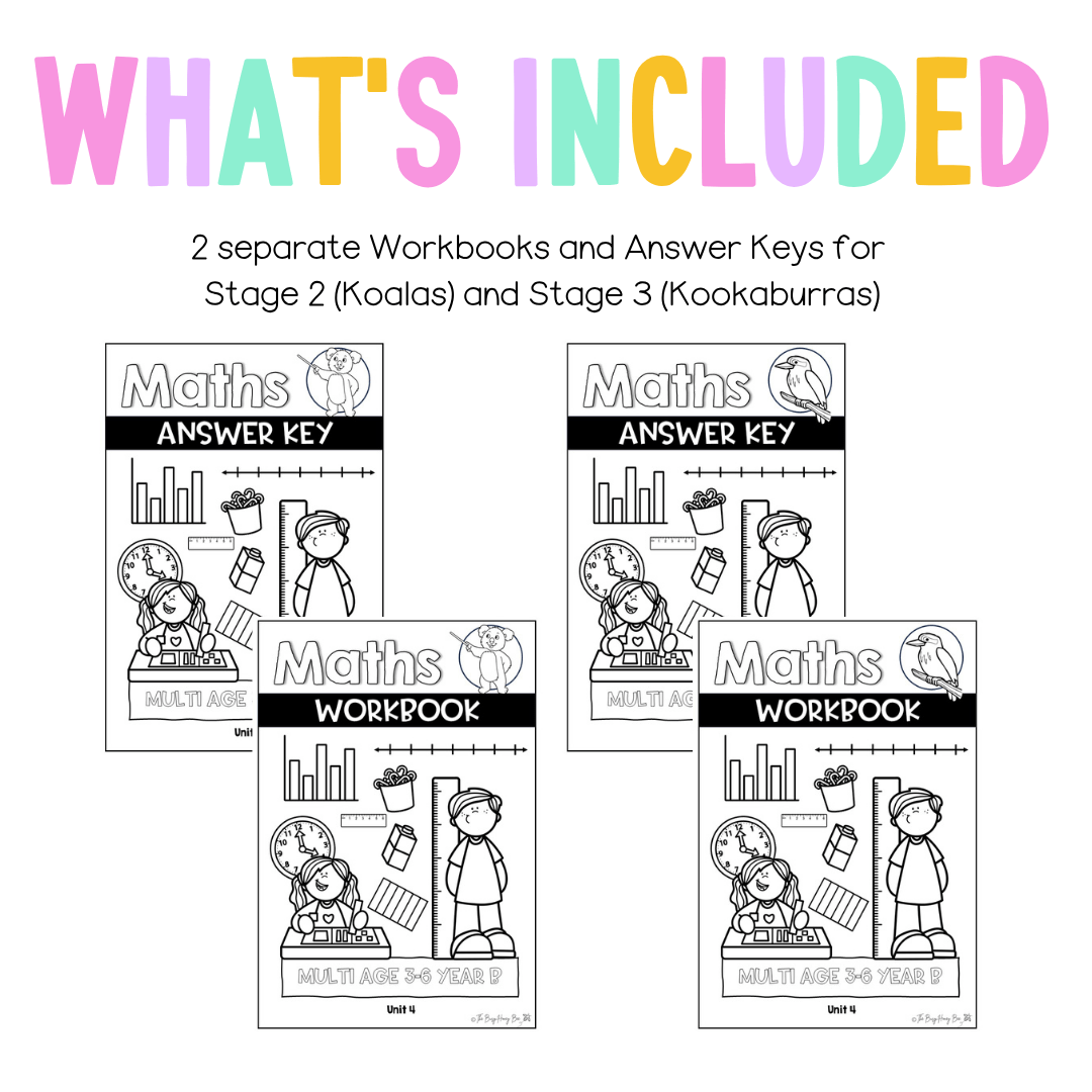 Multi Age 3-6 Year B NSW Maths Worksheets Unit 4 - Workbook | Worksheets