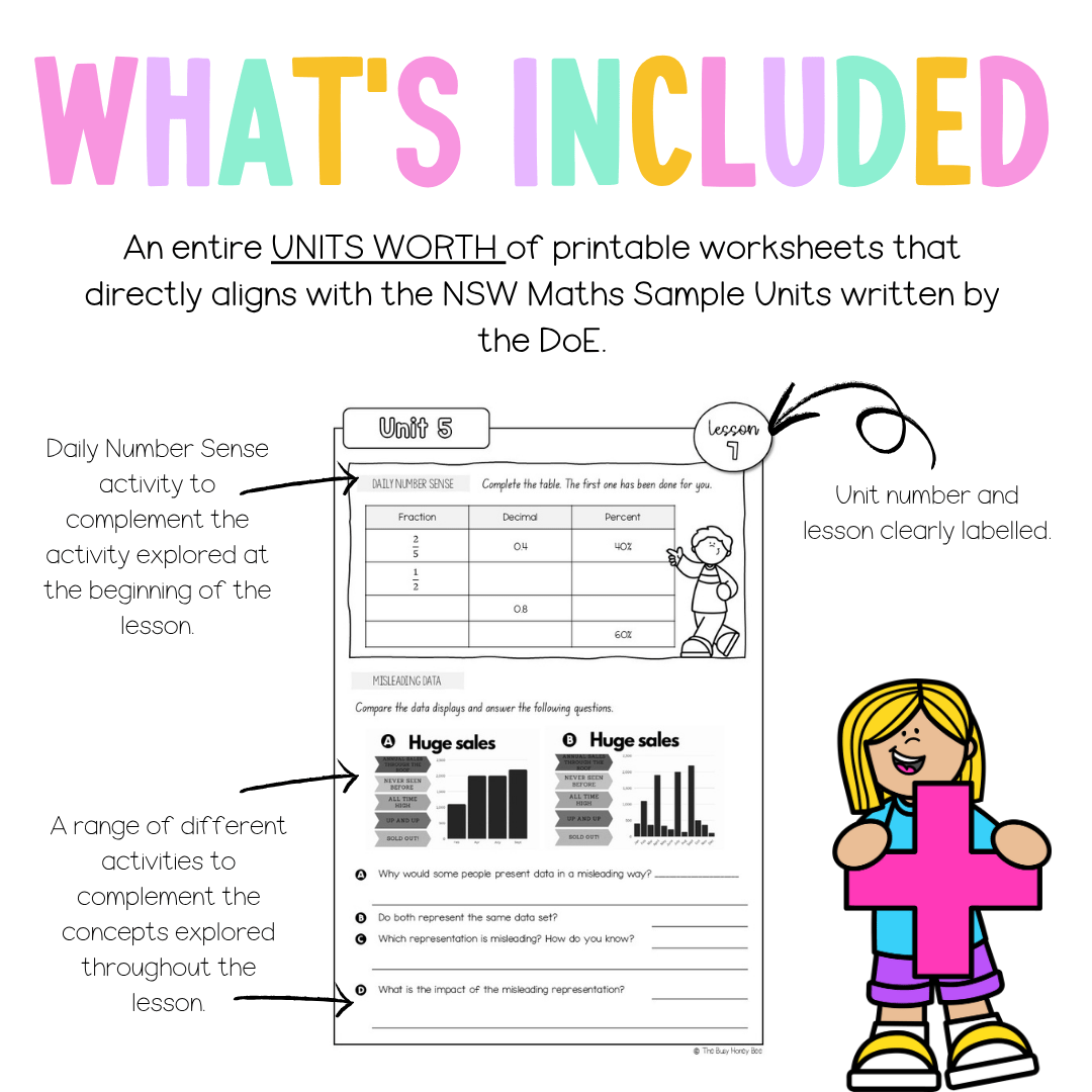 Multi Age 3-6 Year B NSW Maths Worksheets Unit 5 - Workbook | Worksheets