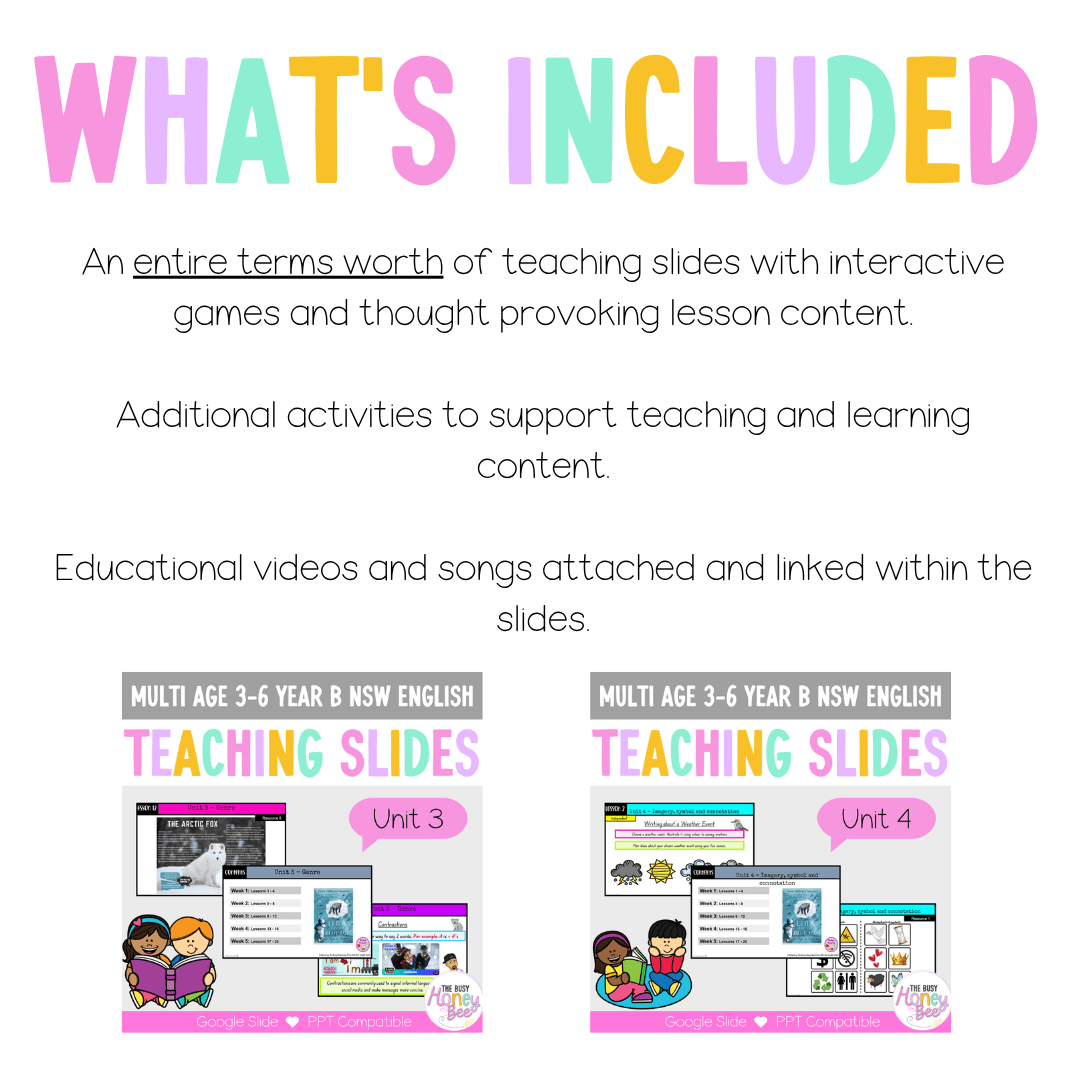 Multi Age 3-6 Year B Term 2 English Teaching Slides Mega Bundle - Teaching Slides