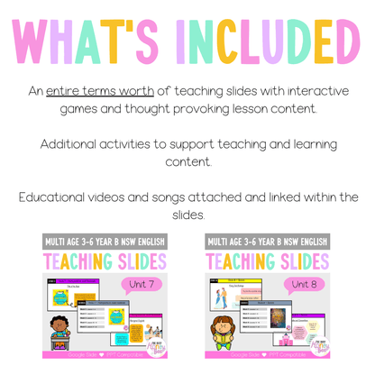 Multi Age 3-6 Year B Term 4 English Teaching Slides Mega Bundle - Teaching Slides