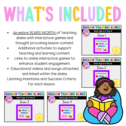 Multi Age 3-6 Year B Ultimate English Teaching Slides Mega Bundle - Teaching Slides