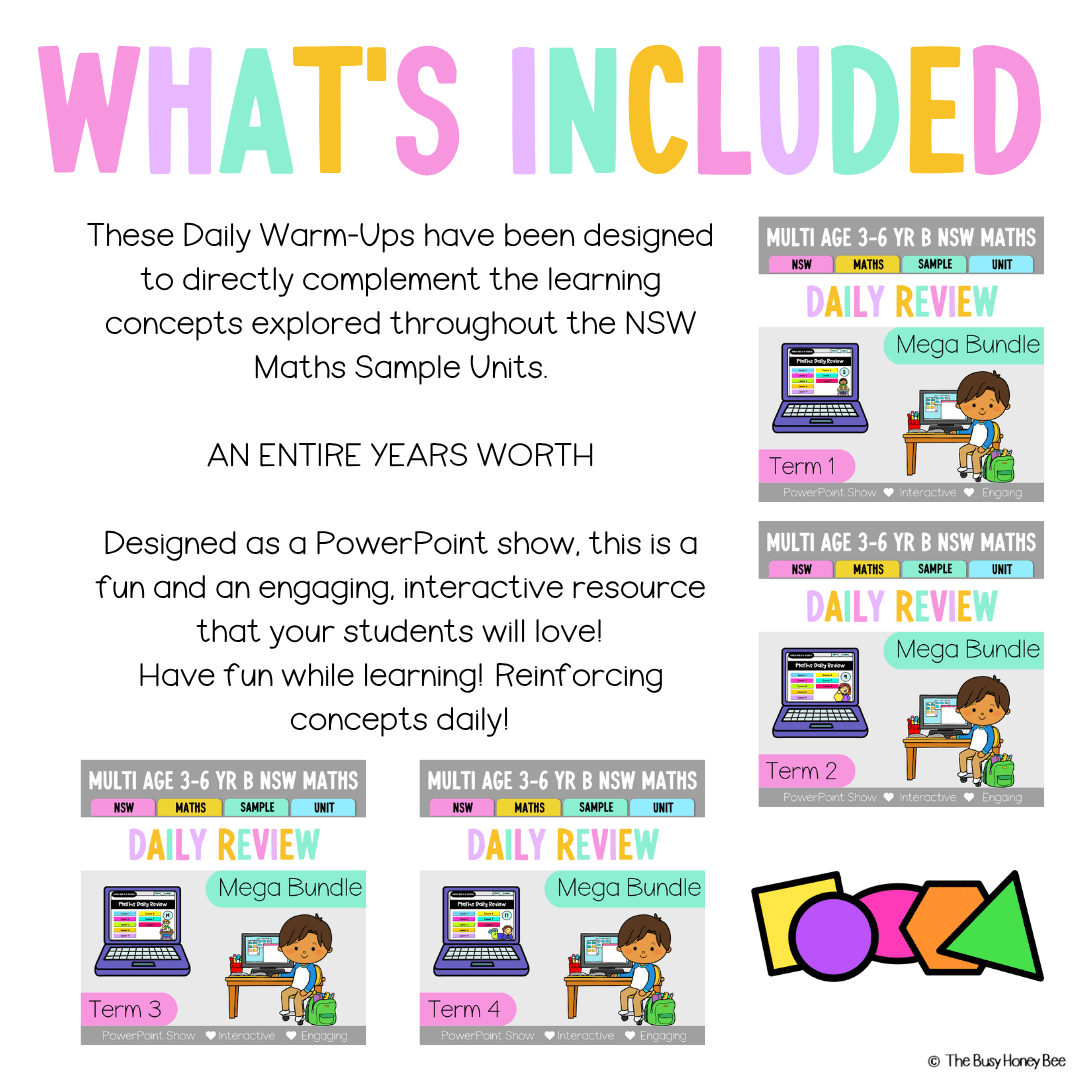 Multi Age 3-6 Year B Ultimate Math Australian | NSW Math Daily Review | Warm-Up Mega Bundle -