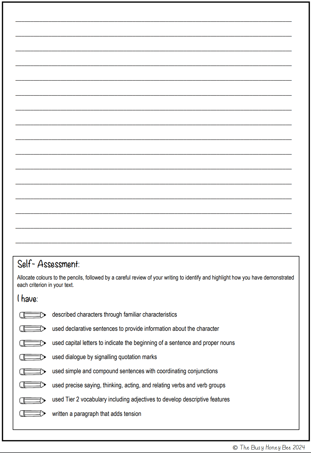 Multi Age 3-6 Year B Unit 1 Narrative Writing Pre-Assessment - Assessment