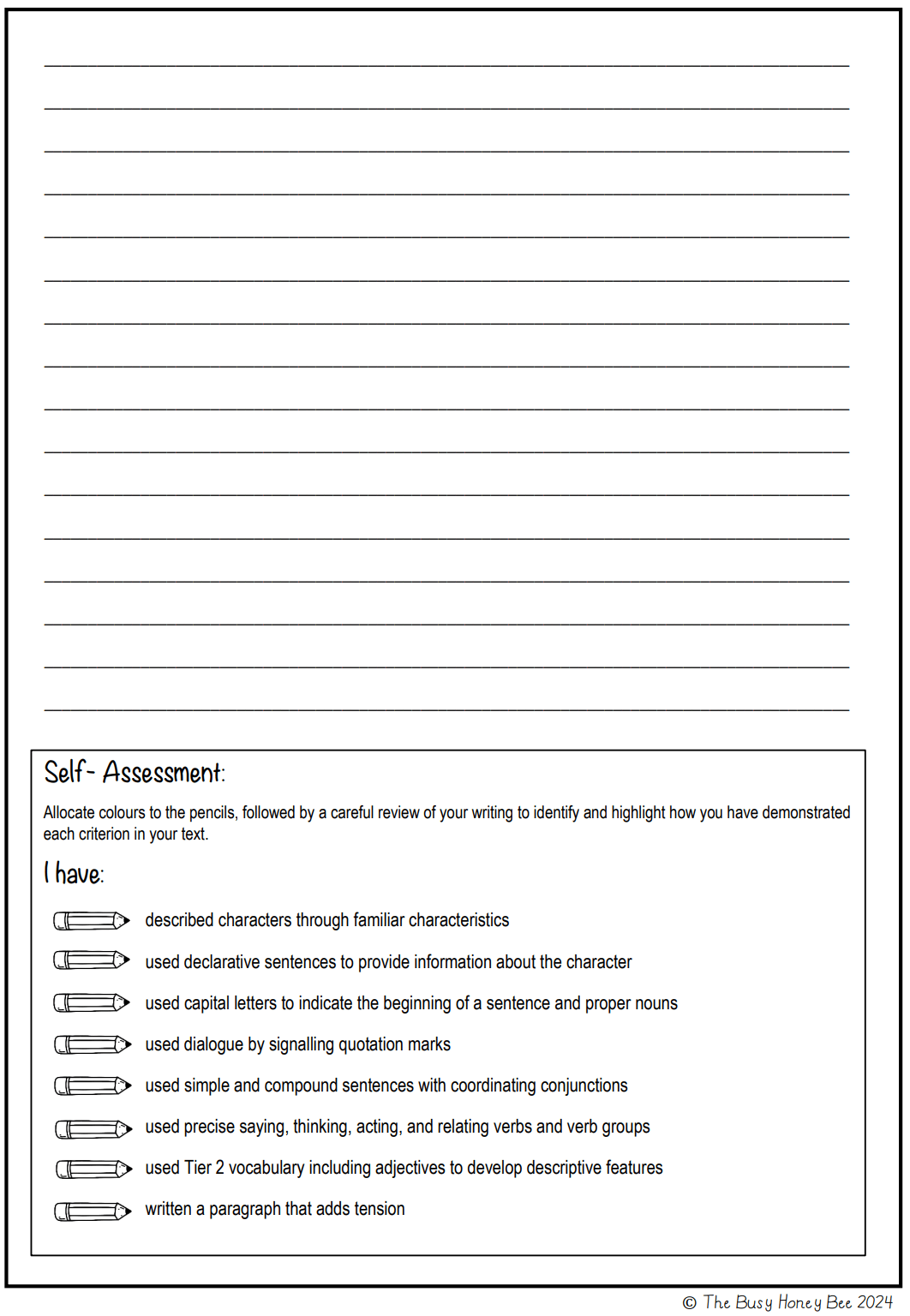 Multi Age 3-6 Year B Unit 1 Narrative Writing Pre-Assessment - Assessment