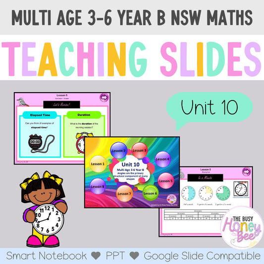 Multi Age 3-6 Year B Unit 10 NSW Maths Teaching Slides - Zip Folder: Smart Notebook, PowerPoint, Google Slide Compatible