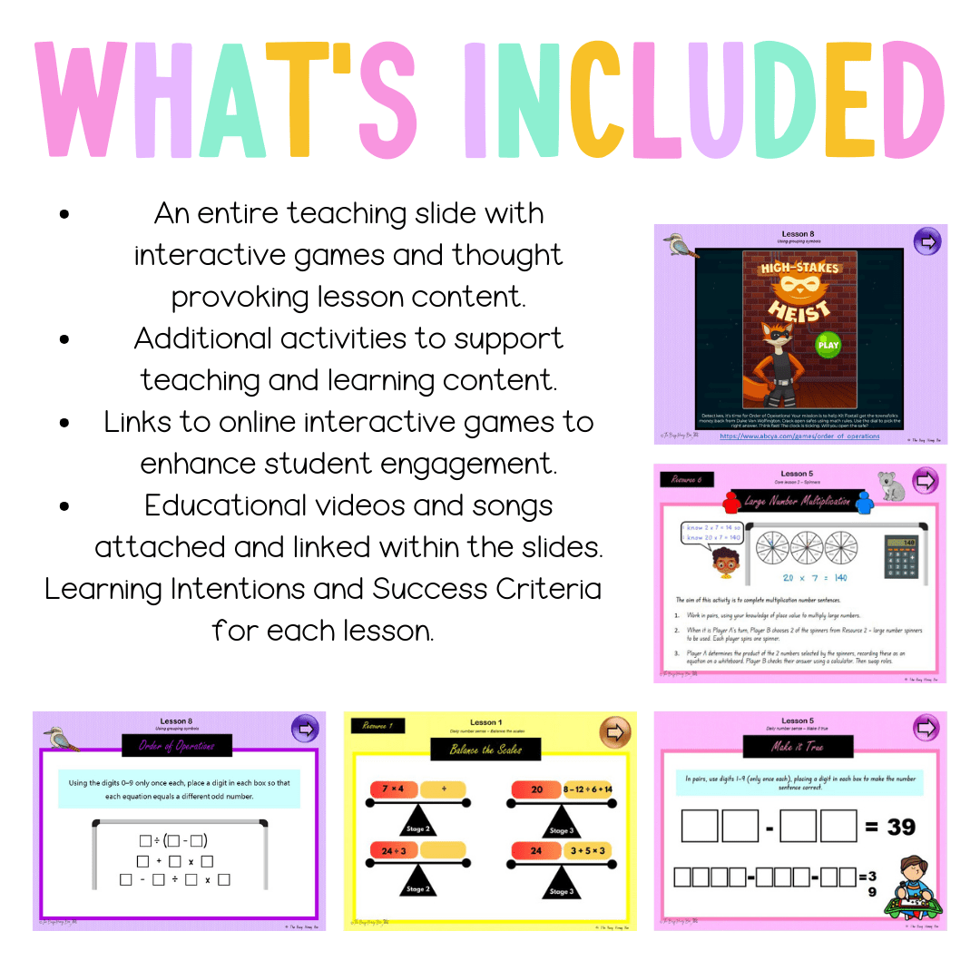 Multi Age 3-6 Year B Unit 13 NSW Maths Teaching Slides - Zip Folder: Smart Notebook, PowerPoint, Google Slide Compatible