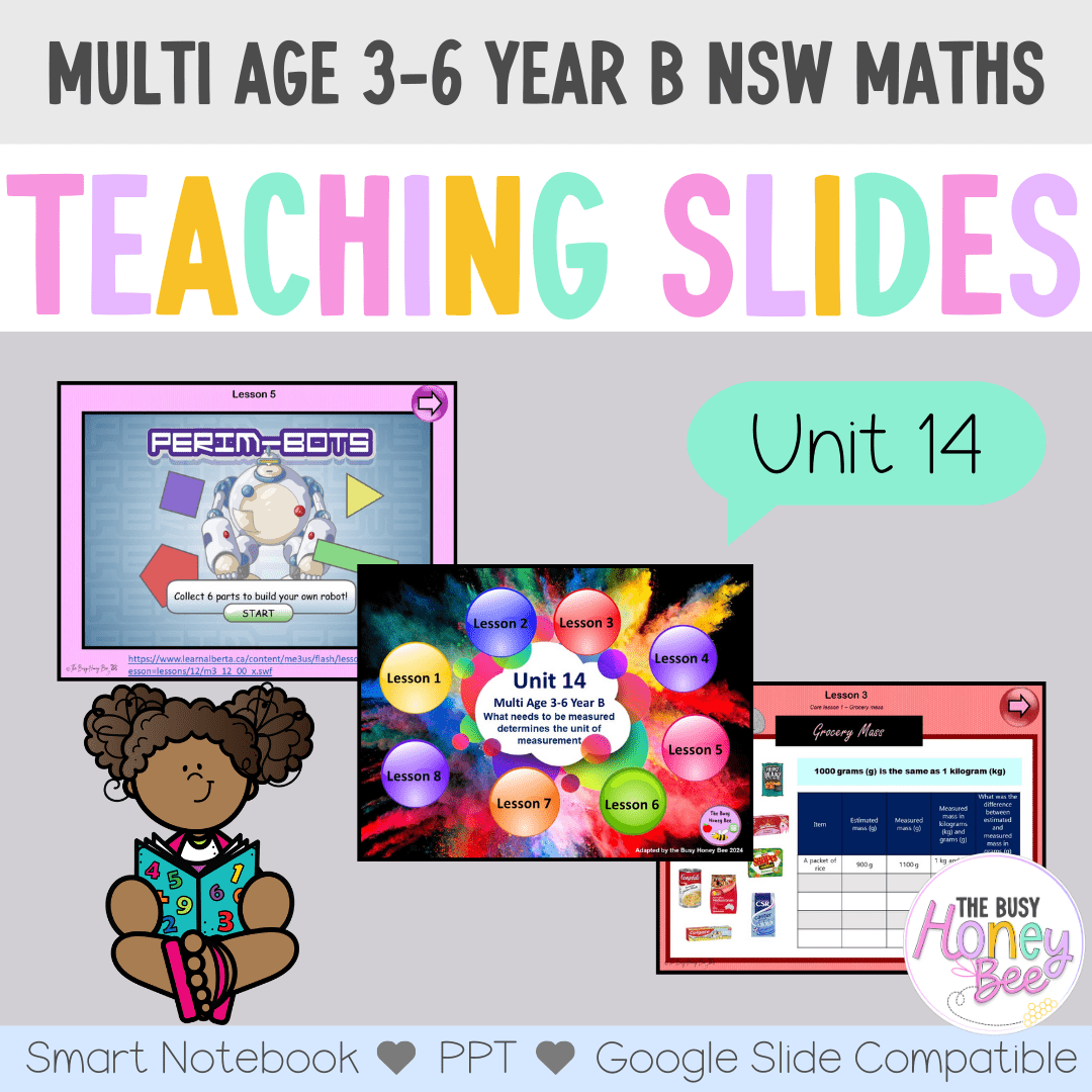 Multi Age 3-6 Year B Unit 14 NSW Maths Teaching Slides - Zip Folder: Smart Notebook, PowerPoint, Google Slide Compatible
