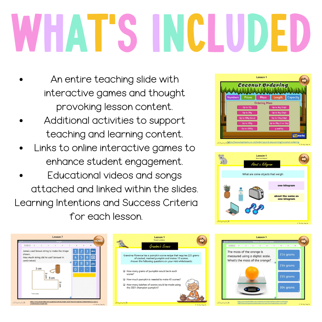 Multi Age 3-6 Year B Unit 14 NSW Maths Teaching Slides - Zip Folder: Smart Notebook, PowerPoint, Google Slide Compatible
