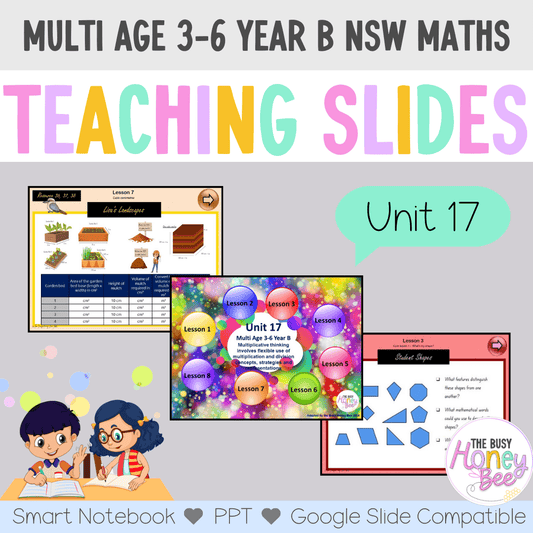 Multi Age 3-6 Year B Unit 17 NSW Maths Teaching Slides - Zip Folder: Smart Notebook, PowerPoint, Google Slide Compatible