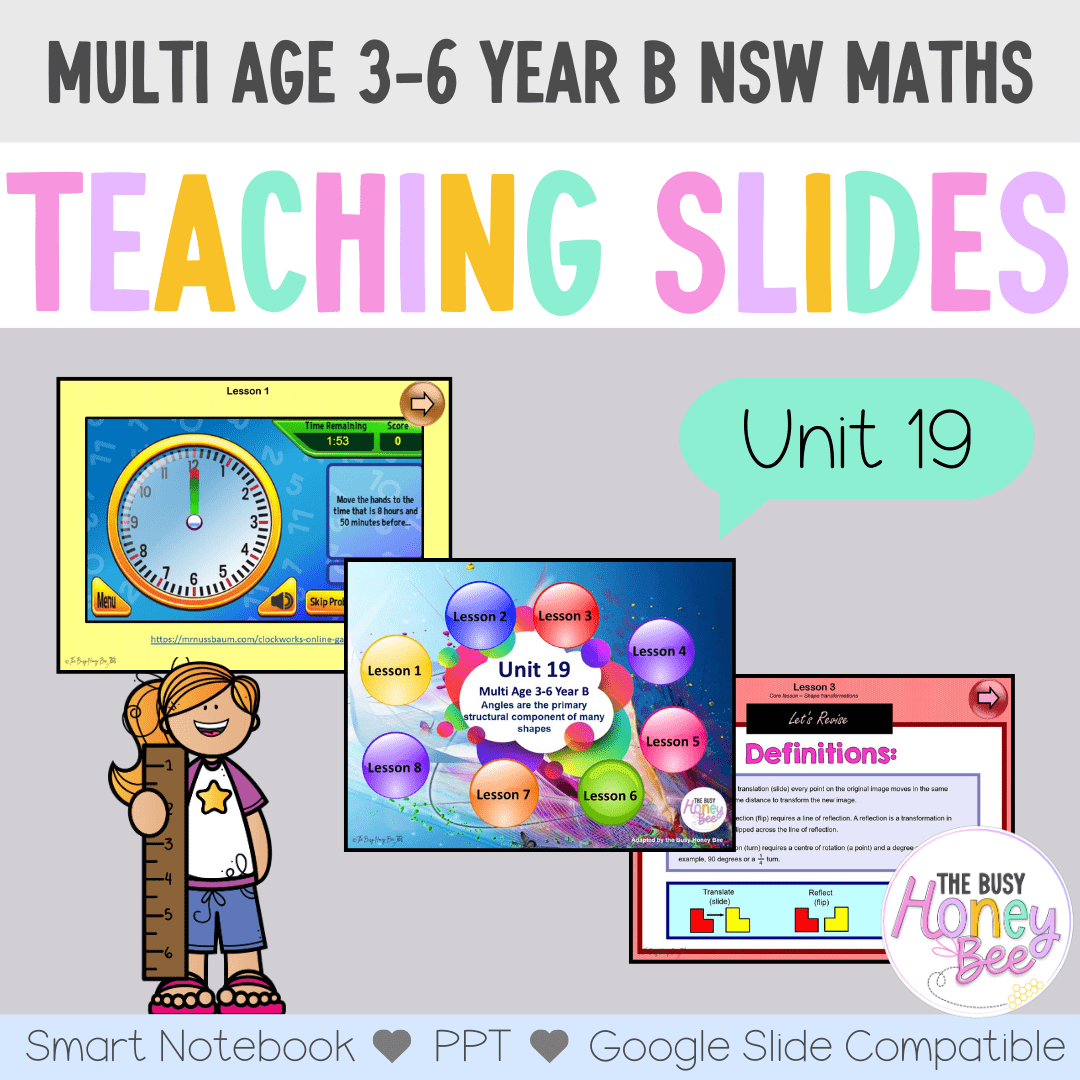 Multi Age 3-6 Year B Unit 19 NSW Maths Teaching Slides - Zip Folder: Smart Notebook, PowerPoint, Google Slide Compatible