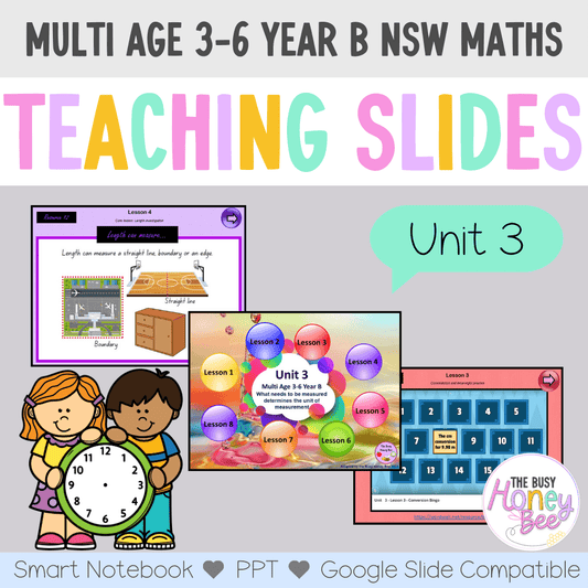 Multi Age 3-6 Year B Unit 3 NSW Maths Teaching Slides - Zip Folder: Smart Notebook, PowerPoint, Google Slide Compatible