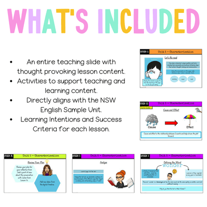 Multi Age 3-6 Year B Unit 5 NSW Characterization English Teaching Slides - Teaching Slides