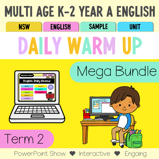 Multi Age K-2 Year A Australian | NSW English Daily Review | Warm-Up Term 2 Mega Bundle - Warm Up | Revision
