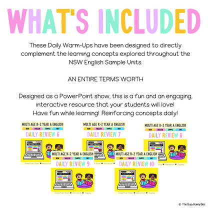 Multi Age K-2 Year A Australian | NSW English Daily Review | Warm-Up Term 2 Mega Bundle - Warm Up | Revision