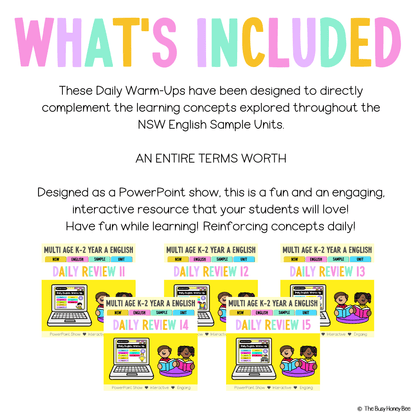 Multi Age K-2 Year A Australian | NSW English Daily Review | Warm-Up Term 3 Mega Bundle - Warm Up | Revision