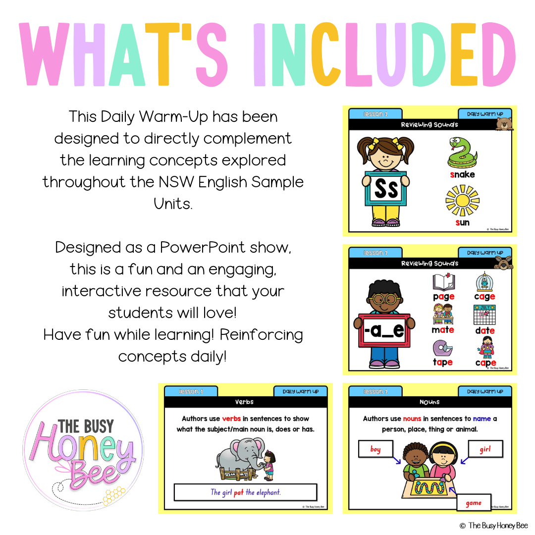 Multi Age K-2 Year A Australian | NSW English Daily Review | Warm-Up Unit 1 - Warm Ups | Revision