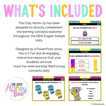 Multi Age K-2 Year A Australian | NSW English Daily Review | Warm-Up Unit 12 - Warm Up | Revision