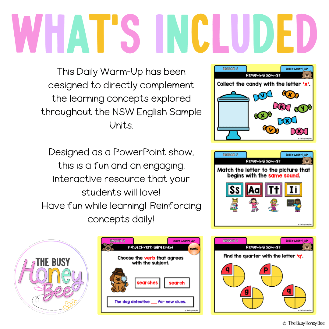 Multi Age K-2 Year A Australian | NSW English Daily Review | Warm-Up Unit 13 - Warm Up | Revision