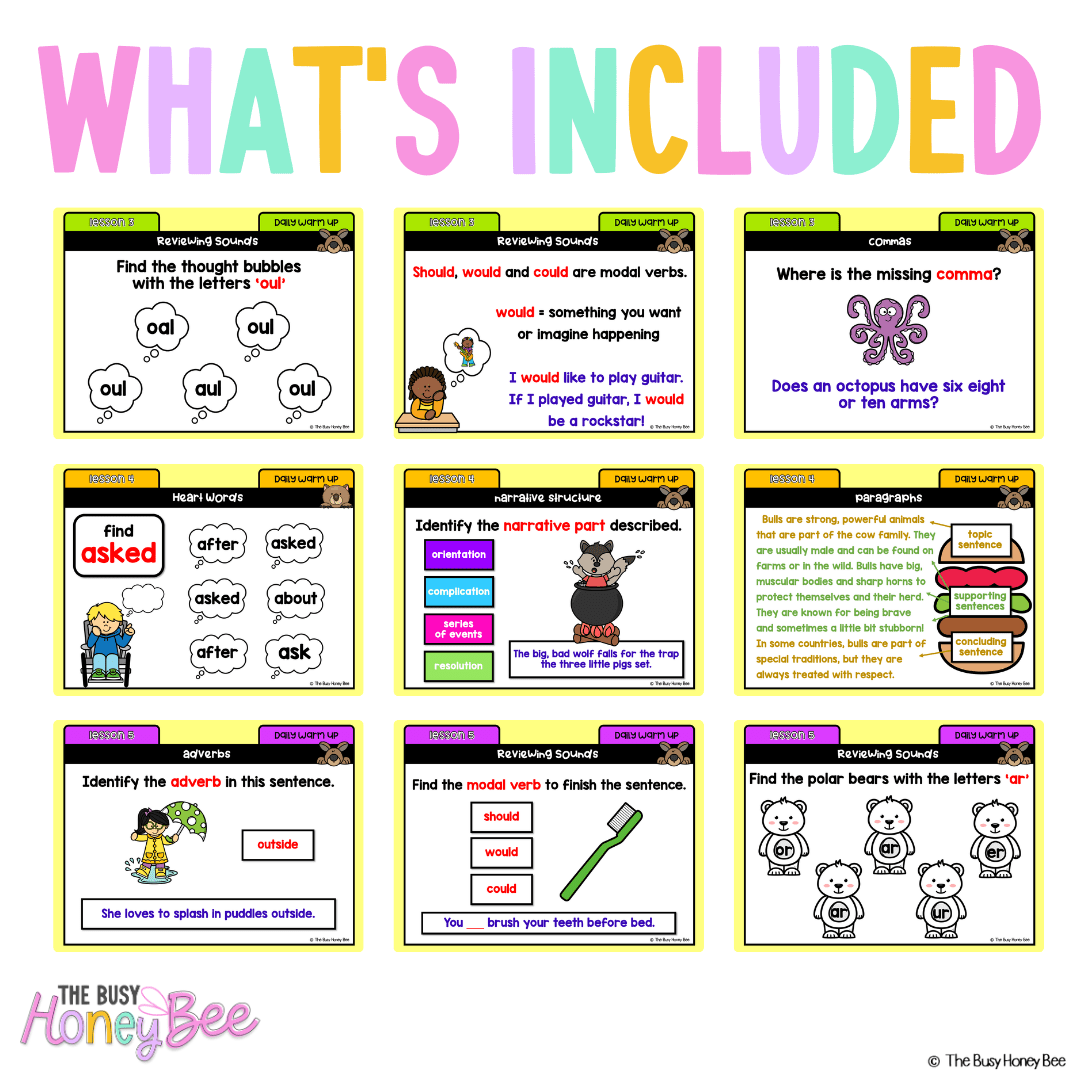 Multi Age K-2 Year A Australian | NSW English Daily Review | Warm-Up Unit 14 - Warm Up | Revision