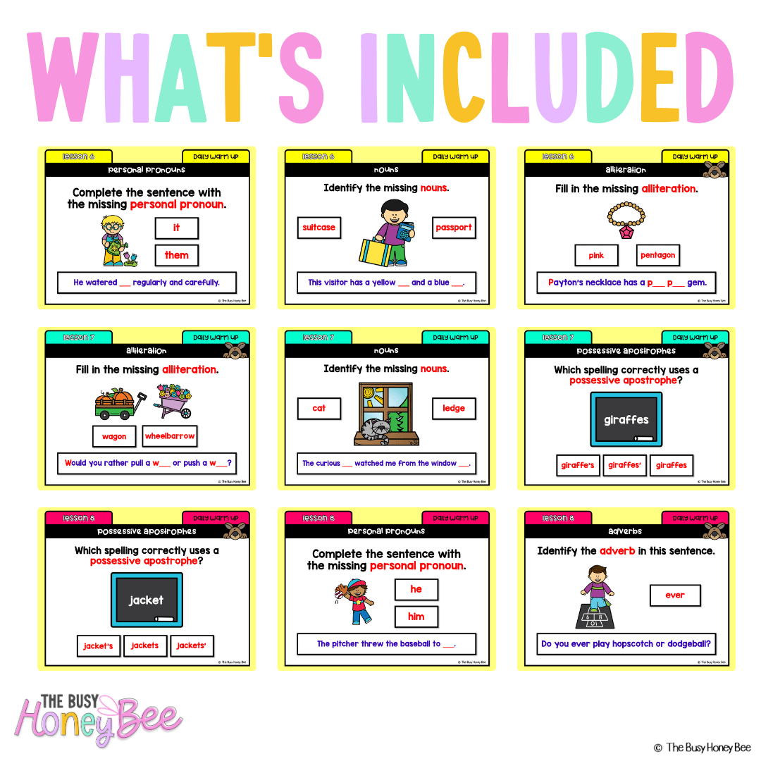 Multi Age K-2 Year A Australian | NSW English Daily Review | Warm-Up Unit 15 - Warm Up | Revision