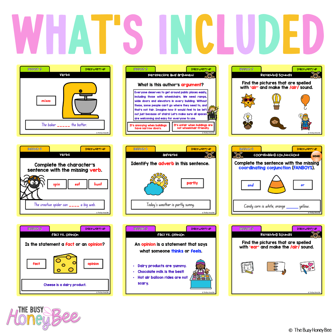 Multi Age K-2 Year A Australian | NSW English Daily Review | Warm-Up Unit 16 - Warm Up | Revision