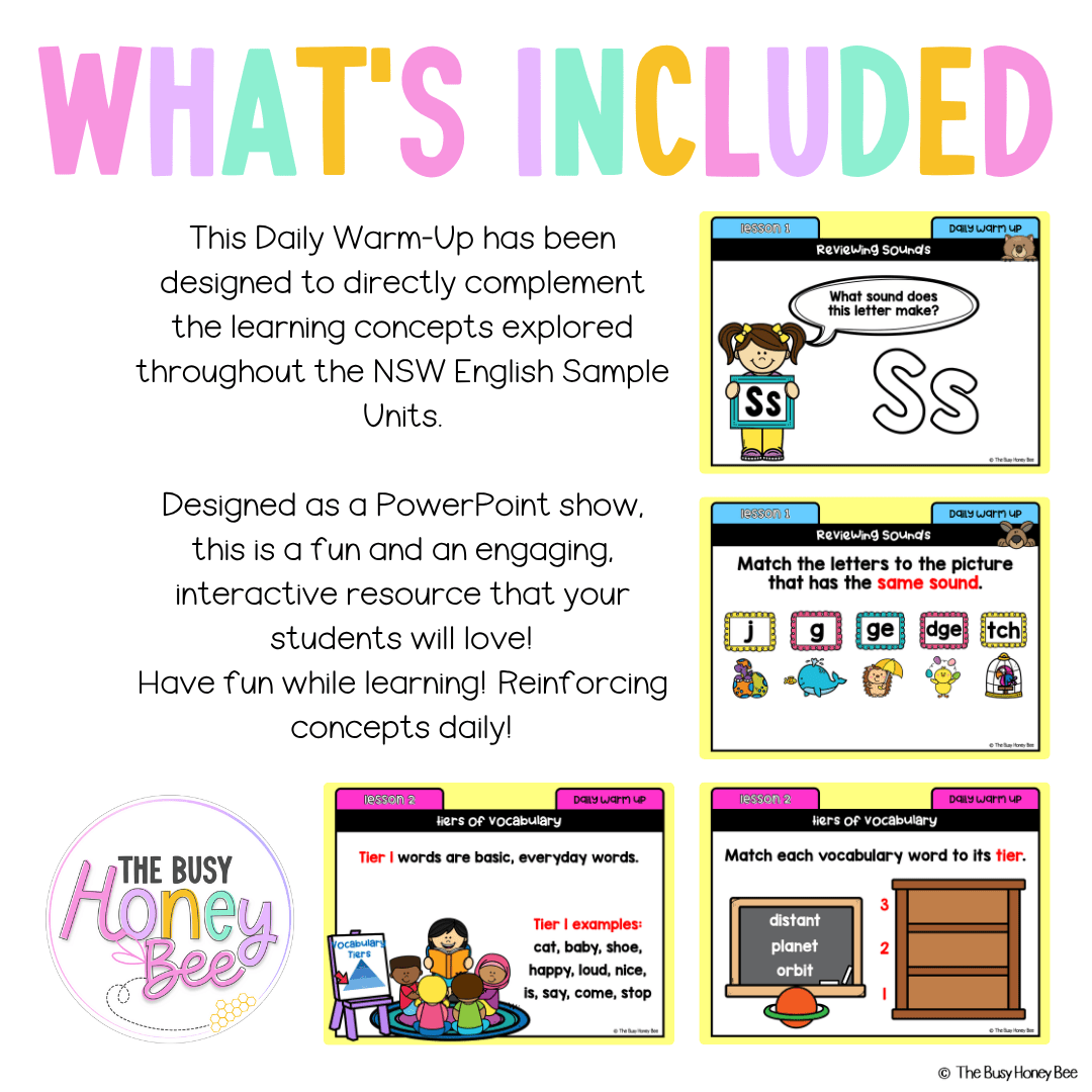 Multi Age K-2 Year A Australian | NSW English Daily Review | Warm-Up Unit 16 - Warm Up | Revision