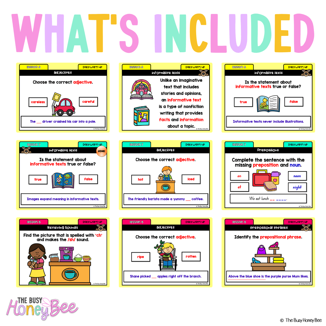 Multi Age K-2 Year A Australian | NSW English Daily Review | Warm-Up Unit 19 - Warm Up | Revision