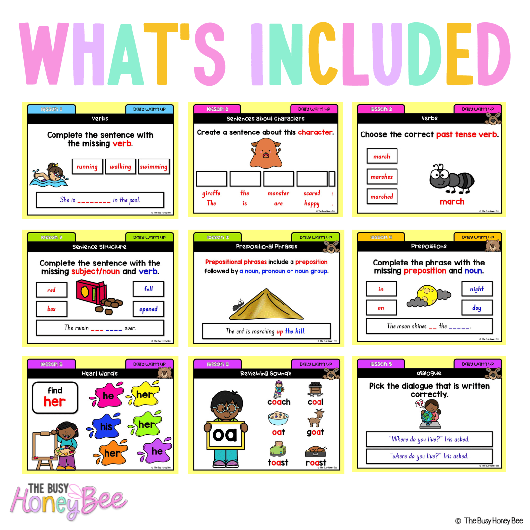 Multi Age K-2 Year A Australian | NSW English Daily Review | Warm-Up Unit 6 - Warm Ups | Revision