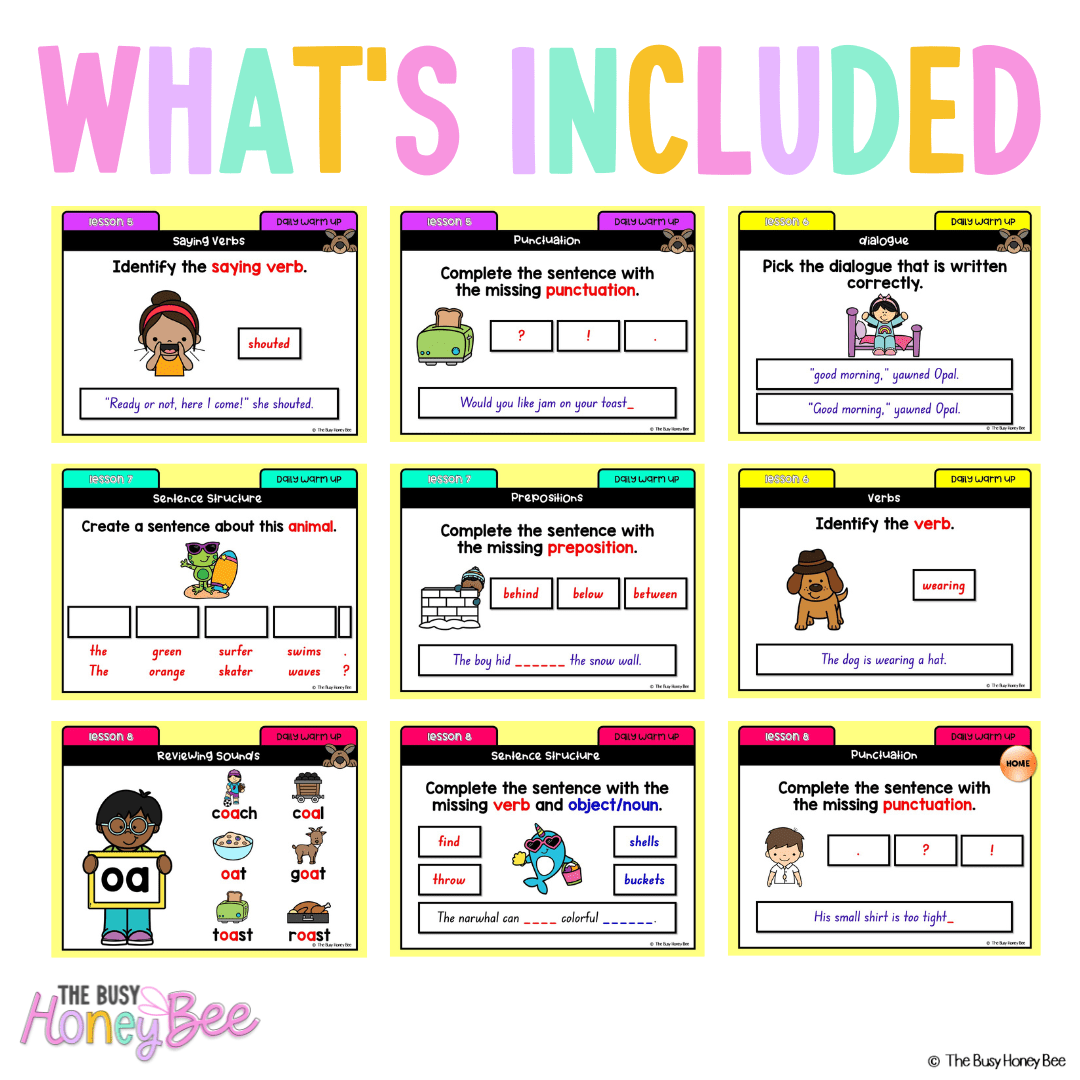 Multi Age K-2 Year A Australian | NSW English Daily Review | Warm-Up Unit 6 - Warm Ups | Revision