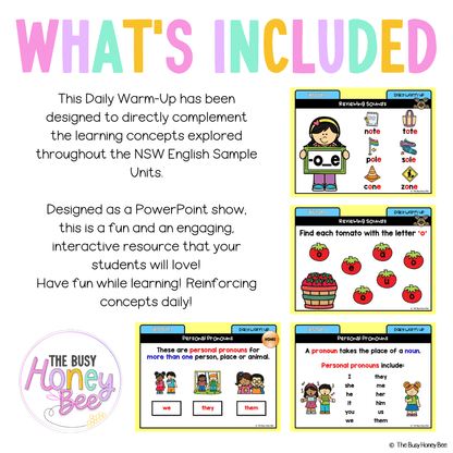 Multi Age K-2 Year A Australian | NSW English Daily Review | Warm-Up Unit 7 - Warm Ups | Revision