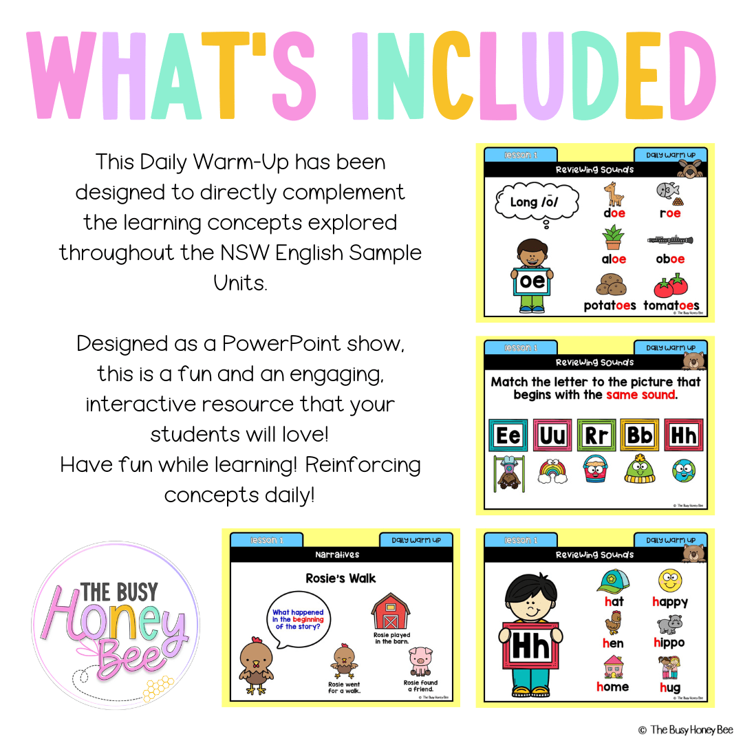 Multi Age K-2 Year A Australian | NSW English Daily Review | Warm-Up Unit 8 - Warm Up | Revision