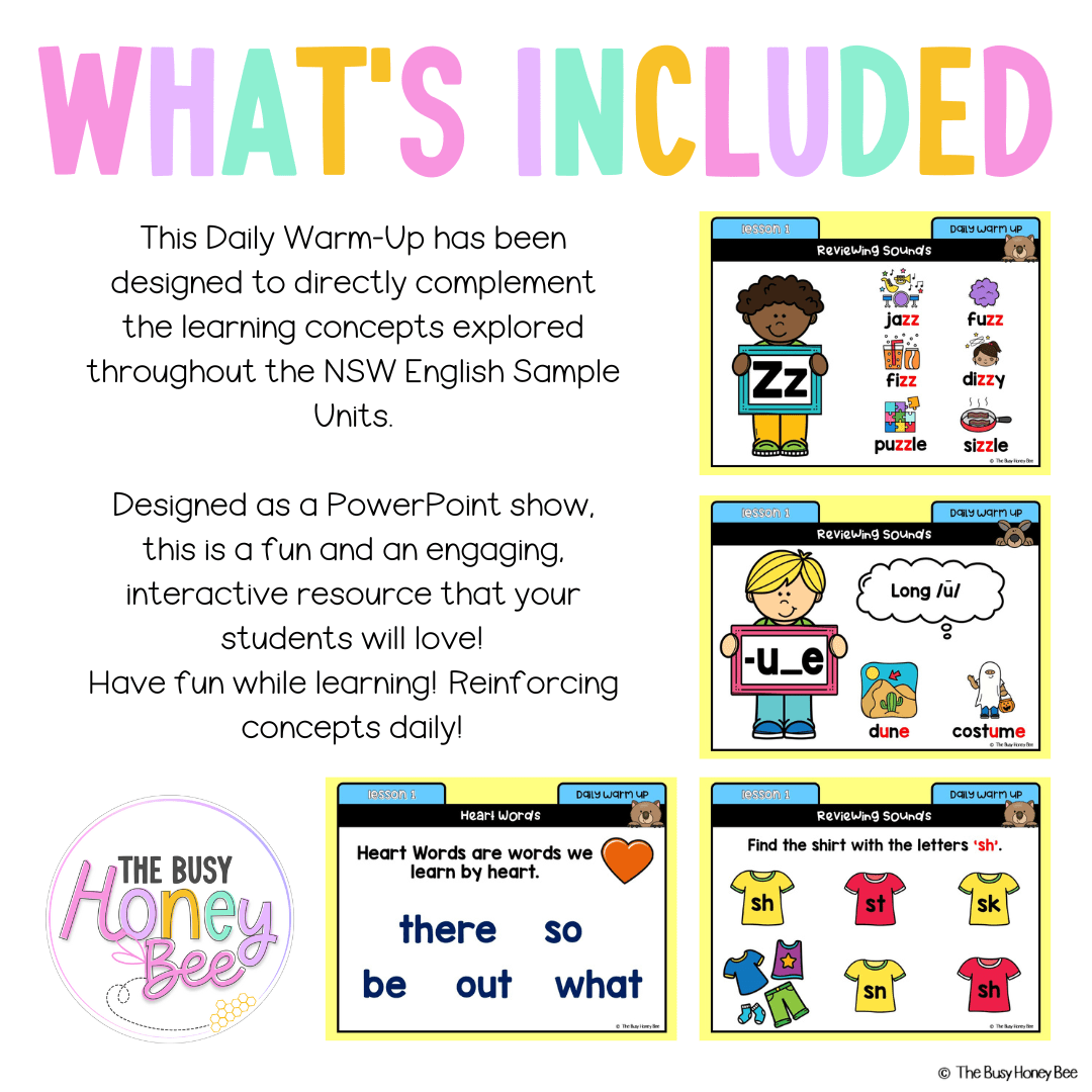 Multi Age K-2 Year A Australian | NSW English Daily Review | Warm-Up Unit 9 - Warm Up | Revision
