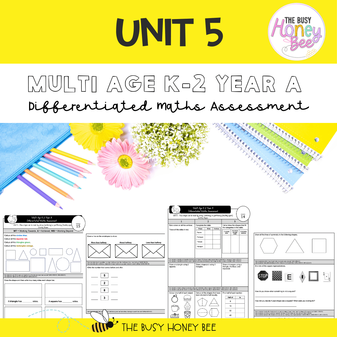 Multi Age K-2 Year A Differentiated NSW Maths Assessment Term 1 Mega Bundle - Assessment
