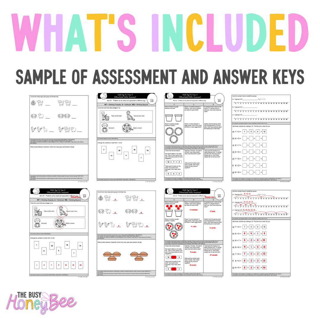 Multi Age K-2 Year A Differentiated NSW Maths Assessment Term 4 Mega Bundle - Assessment