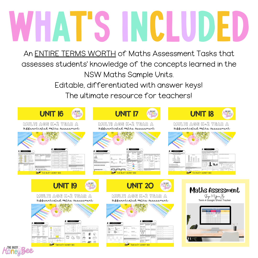 Multi Age K-2 Year A Differentiated NSW Maths Assessment Term 4 Mega Bundle - Assessment