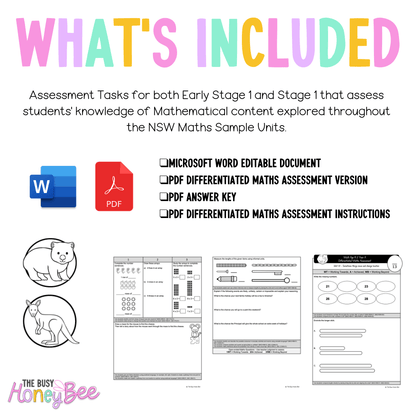 Multi Age K-2 Year A Differentiated NSW Maths Assessment Unit 10 - Assessment