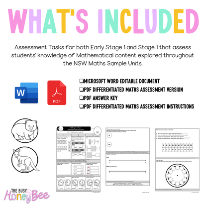 Multi Age K-2 Year A Differentiated NSW Maths Assessment Unit 11 - Assessment