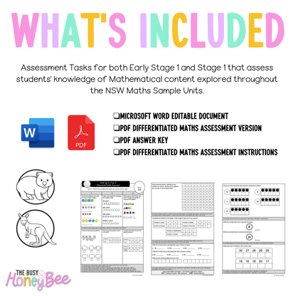 Multi Age K-2 Year A Differentiated NSW Maths Assessment Unit 12 - Assessment