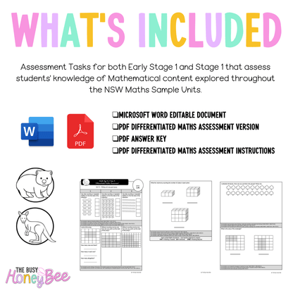 Multi Age K-2 Year A Differentiated NSW Maths Assessment Unit 13 - Assessment