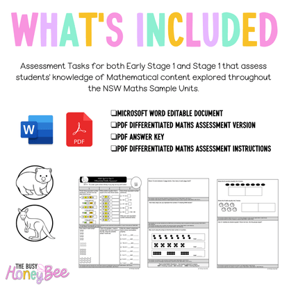 Multi Age K-2 Year A Differentiated NSW Maths Assessment Unit 16 - Assessment