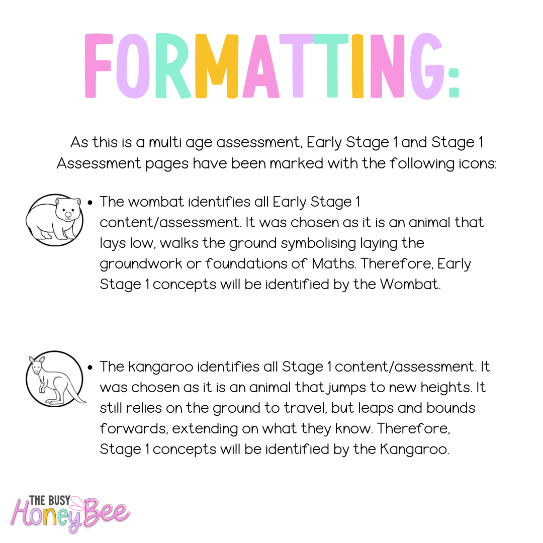 Multi Age K-2 Year A Differentiated NSW Maths Assessment Unit 17 - Assessment