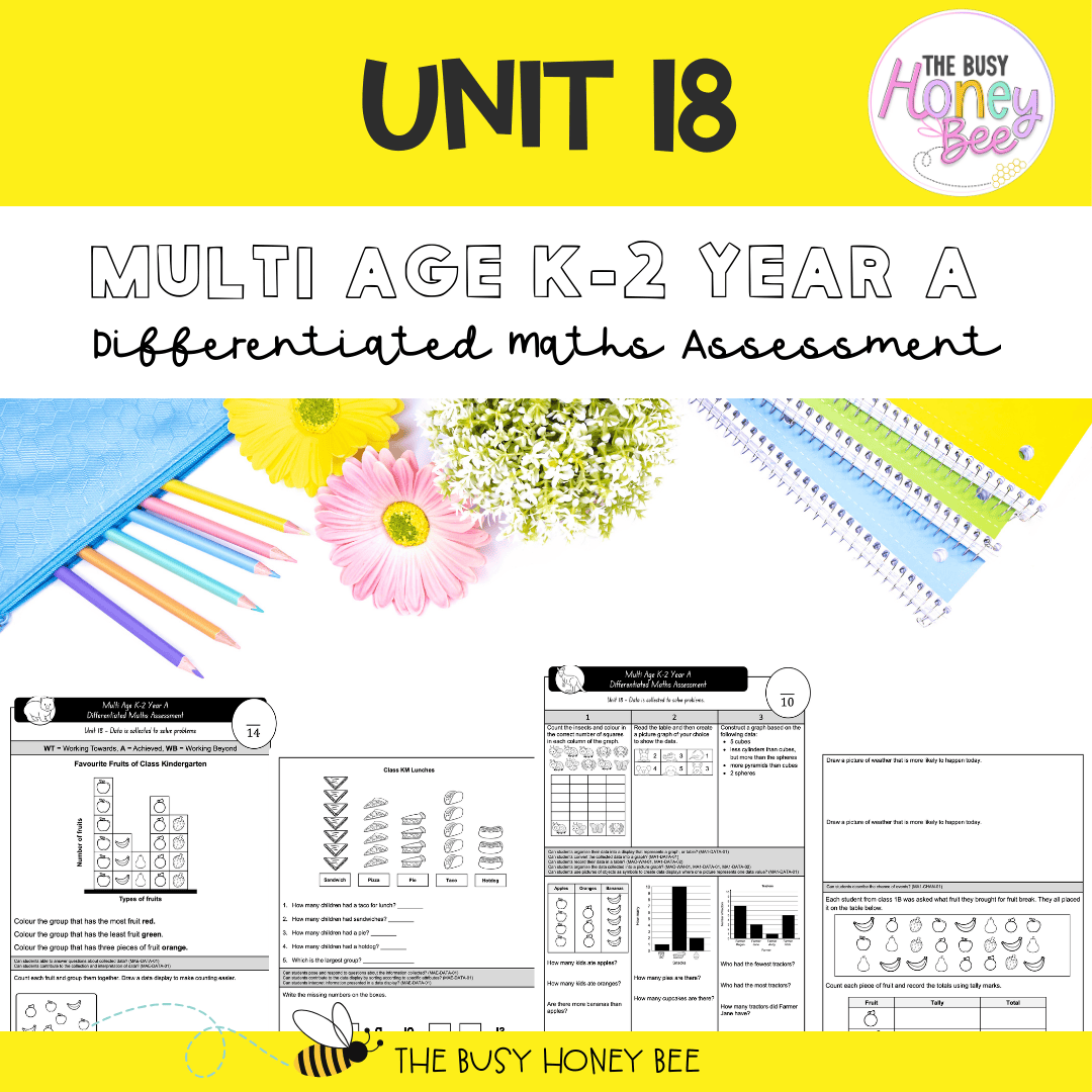 Multi Age K-2 Year A Differentiated NSW Maths Assessment Unit 18 - Assessment