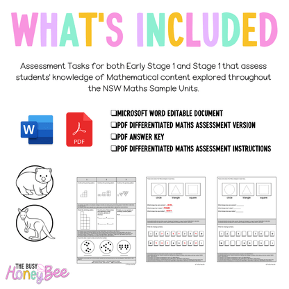 Multi Age K-2 Year A Differentiated NSW Maths Assessment Unit 2 - Assessment