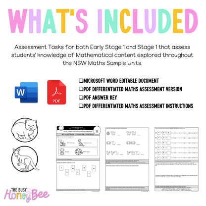 Multi Age K-2 Year A Differentiated NSW Maths Assessment Unit 20 - Assessment
