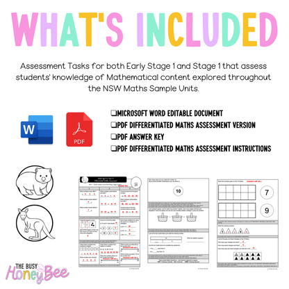 Multi Age K-2 Year A Differentiated NSW Maths Assessment Unit 4 - Assessment