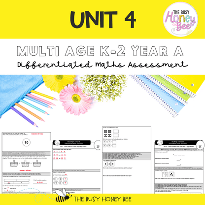 Multi Age K-2 Year A Differentiated NSW Maths Assessment Unit 4 - Assessment