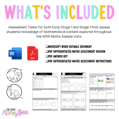 Multi Age K-2 Year A Differentiated NSW Maths Assessment Unit 5 - Assessment